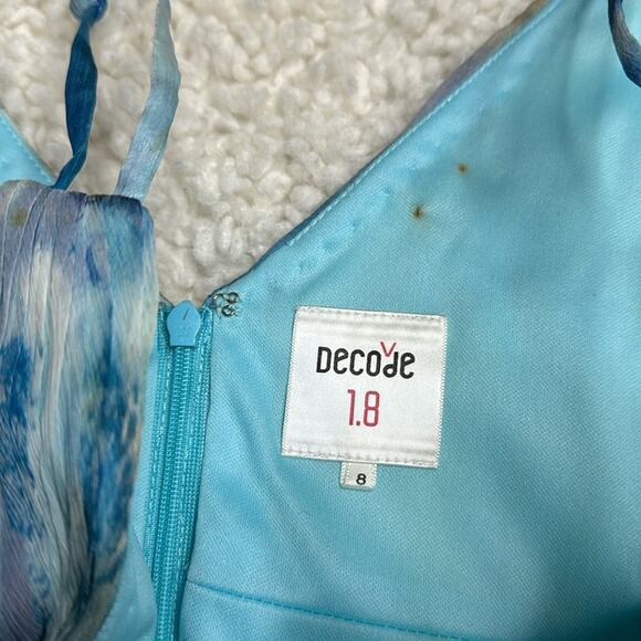 Decode Y2K Mermaid Core Maxi Formal 100% Silk Prom Dress Watercolor Pattern PP7 - Picture 3 of 13